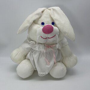 Happy Mates Rabbit Puffy Nylon White Plush Stuffed Animal Easter